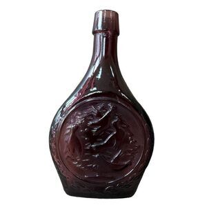 Vintage Glass Amethyst Seasons Greetings 1973 Commemorative Bottle decanter